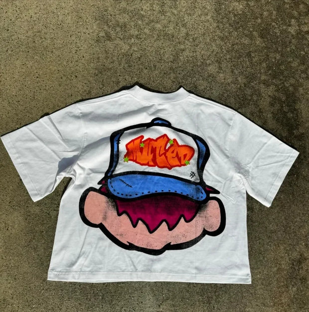 2024 New Anime Kid Street Clothing Pattern T-shirt Harajuku Y2k Top Men's Casual Round Neck T-shirt Hip Hop Gothic Short Sleeve