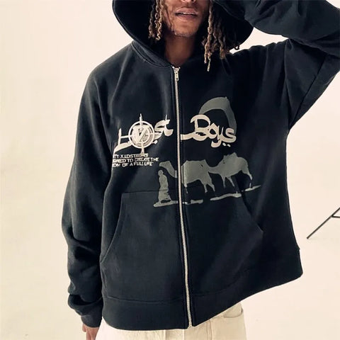Y2K Rhinestone Cobweb Zip Up Oversized Sweatshirt 2022 Autumn Goth Hoodie Men Women Grunge Hooded Jacket Streetwear Y2K Clothing