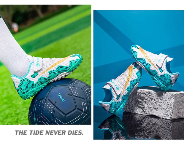 Cristiano Ronaldo Kids Soccer Shoes Boys And Girls Training Match Play Magic Tape Sticky Trainers Football Boots For Children