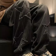 American High Street Style Men's Jeans Autumn Winter Straight Leg Loose Floor-Length Wide Leg Pants Casual Fashion