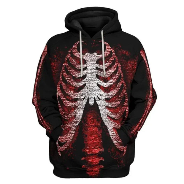 Trend Skeleton Graphic Hoodie Fashion Halloween Long Sleeve Skull 3D Printed Sweatshirt Casual Streetwear Loose Mens Pullovers