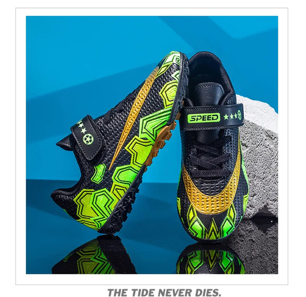 Cristiano Ronaldo Kids Soccer Shoes Boys And Girls Training Match Play Magic Tape Sticky Trainers Football Boots For Children