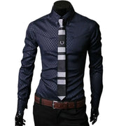 Men Shirt Grid Turn-down Collar Single-breasted Business Male Shirt Luxury Anti-iron Buttons Long Sleeve Men Shirt Autumn Top