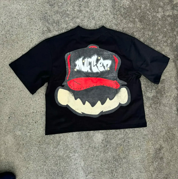 2024 New Anime Kid Street Clothing Pattern T-shirt Harajuku Y2k Top Men's Casual Round Neck T-shirt Hip Hop Gothic Short Sleeve