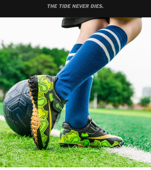 Cristiano Ronaldo Kids Soccer Shoes Boys And Girls Training Match Play Magic Tape Sticky Trainers Football Boots For Children