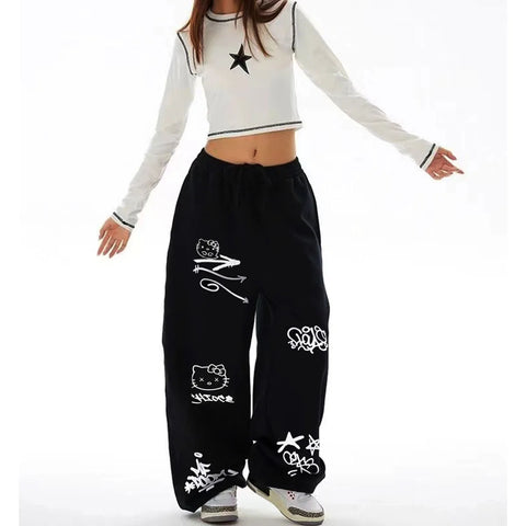 Large dopamine rose red sunscreen sports pants for women in summer  thin and loose fit  lazy style  wide leg paratroopers