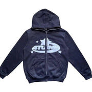 BIG PROMOTION Y2K Autumn and Winter Men's Gothic New Black and White Letter Printing 3D Digital Printing Full Zip Sweater