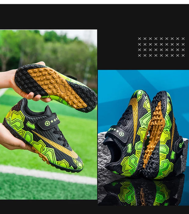 Cristiano Ronaldo Kids Soccer Shoes Boys And Girls Training Match Play Magic Tape Sticky Trainers Football Boots For Children