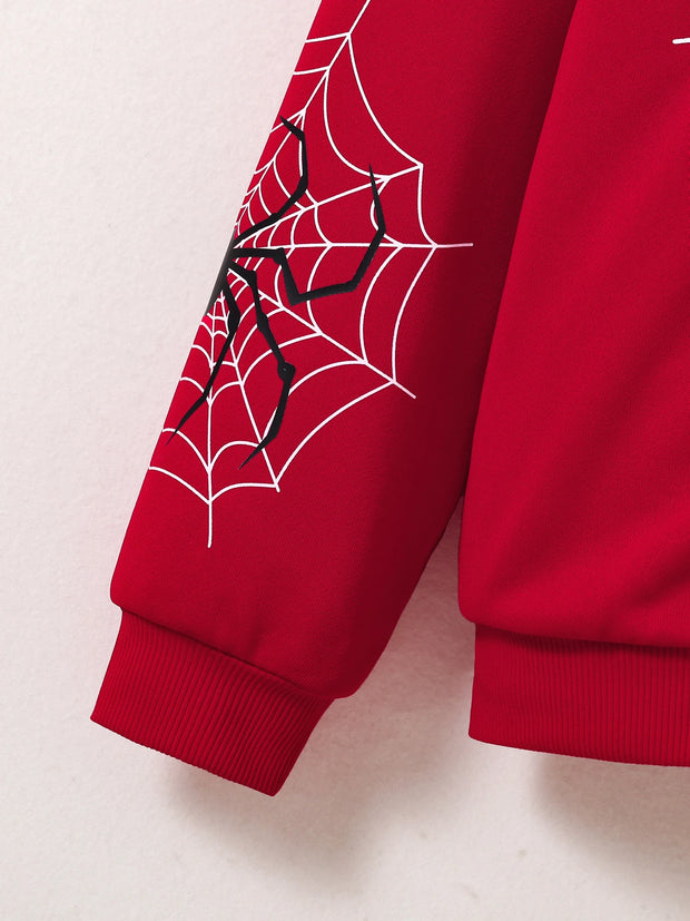 Spring/Fall Children's wear Men's outdoor sportswear Parallel Universe Spider Web Red hooded jacket Loose comfortable trend