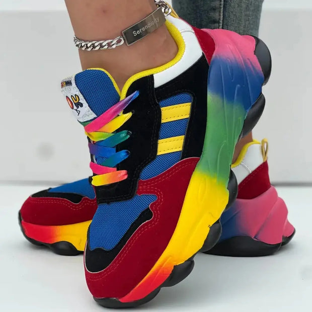 Women Sneakers Fashion Running Colorful Casual Sneakers Women Comfort Lace Up Outdoor Platform Shoes for Women Zapatos De Mujer