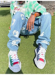 Korean Style Fashionable Embroidery Slim Fit Men's Jeans Casual Versatile Draped Straight Leg Denim Pants From China