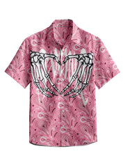 3D Y2k Button Shirt Gothic Pink Skull Print Hawaiian Shirt Men/Women Unisex Shirts Summer Short Sleeve Shirt Streetwear