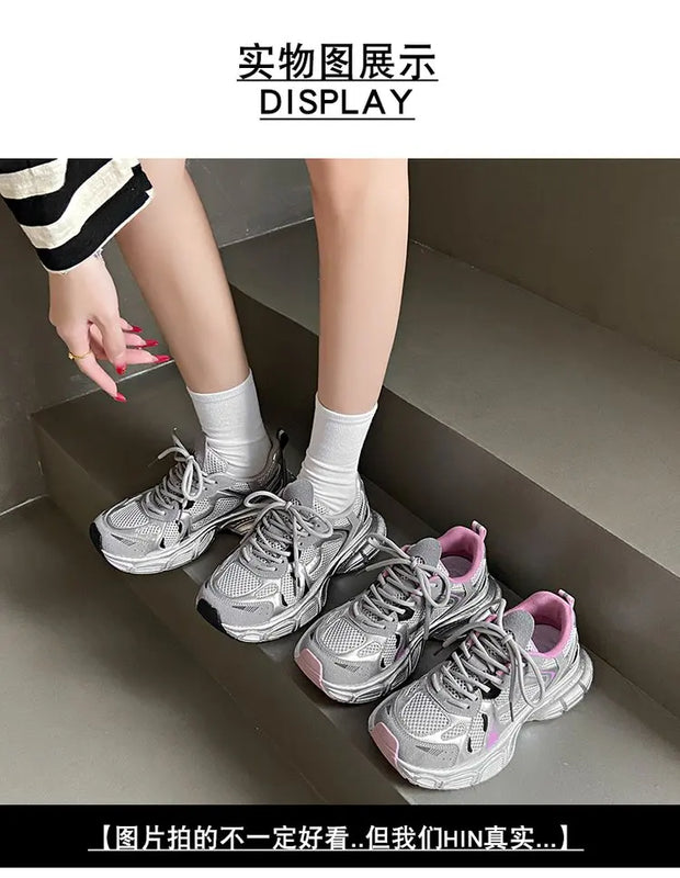 2024 New Breathable Vulcanized Shoes Women Casual Platform Sneakers Summer Thick Bottom Low Top Large jogging shoes