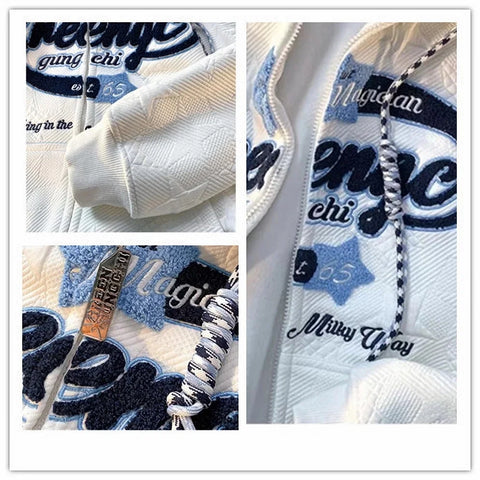 Embroidered Hoodies Y2k Women Streetwear Spring Autumn Knited Jackets Oversized Women Sweatshirt Zip Hoodies Kakazzy Cardigan