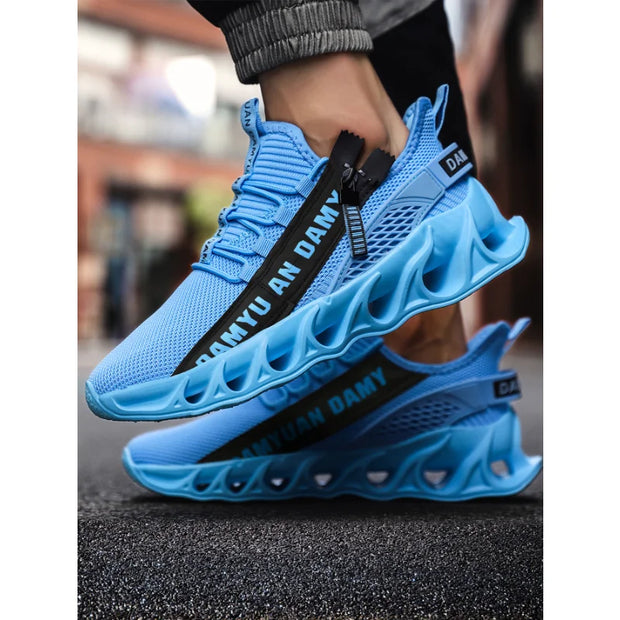 Mens Athletic Shoes with Shock Cushioning Cup Insole Breathable Zipper Design Enhanced Fasticity for Optimal Comfort in Sports
