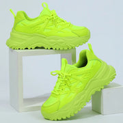 Clunky Sneaker Trend Thick Sole Mesh Surface Breathable Casual Sports Single Shoes Lace-up All Outdoor Fashion Shoes Women