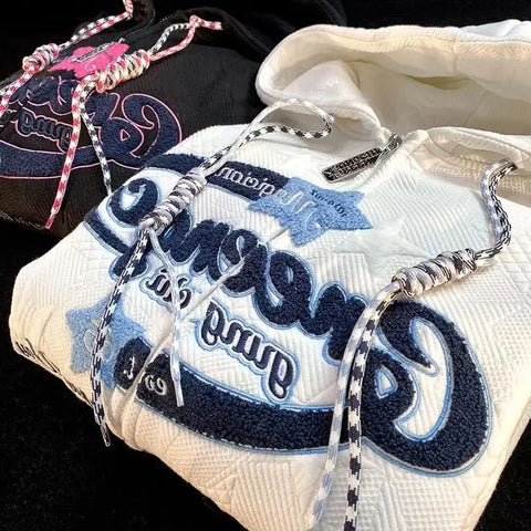 Embroidered Hoodies Y2k Women Streetwear Spring Autumn Knited Jackets Oversized Women Sweatshirt Zip Hoodies Kakazzy Cardigan