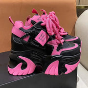 Pink Platform Sneakers Women Thick Sole Korean Chunky Sneakers 2025 Fashion Dad Shoes Woman Spring Height Increasing Sneakers