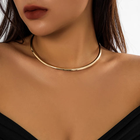 Elegant Simple Chunky Circle Torques Necklace for Women Trendy Choker Collar 2023 Fashion Jewelry on the Neck Accessories Female