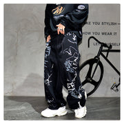 American Hip Hop Baggy Jeans Mens Clothing Streetwear Paint Graffiti Black Skateboard Street Dance Pants Kpop Denim Trousers