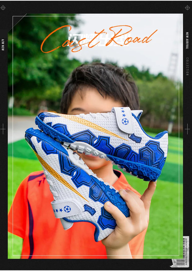 Cristiano Ronaldo Kids Soccer Shoes Boys And Girls Training Match Play Magic Tape Sticky Trainers Football Boots For Children