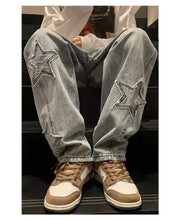 American High Street Style Men's Jeans Autumn Winter Straight Leg Loose Floor-Length Wide Leg Pants Casual Fashion