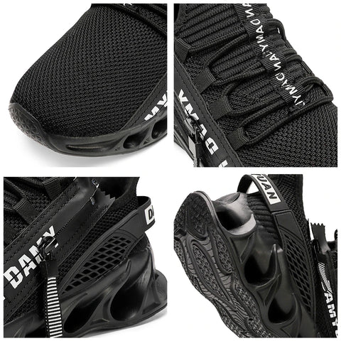 Mens Athletic Shoes with Shock Cushioning Cup Insole Breathable Zipper Design Enhanced Fasticity for Optimal Comfort in Sports