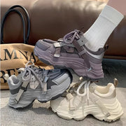 Women's Chunky Sneakers  Breathable Mesh Platform Sports Shoes Woman Fashion Lace Up Thick Sole Casual  Mujer 2024