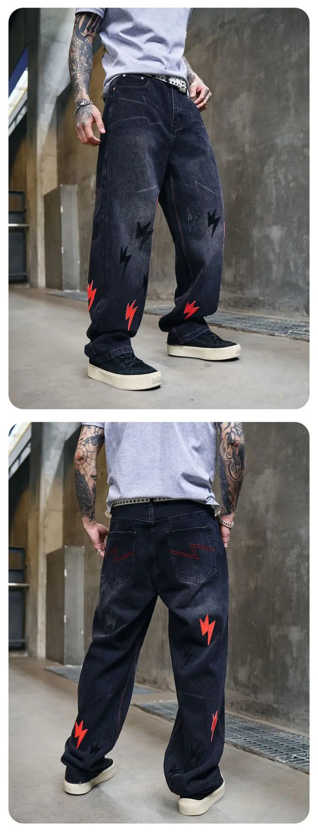 Trousers Straight Man Cowboy Pants with Print Men's Jeans Hip Hop Star Cotton 2025 Trend Stacked 90s Streetwear Y2k Vintage Kpop
