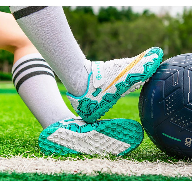 Cristiano Ronaldo Kids Soccer Shoes Boys And Girls Training Match Play Magic Tape Sticky Trainers Football Boots For Children