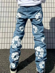 Korean Style Fashionable Embroidery Slim Fit Men's Jeans Casual Versatile Draped Straight Leg Denim Pants From China