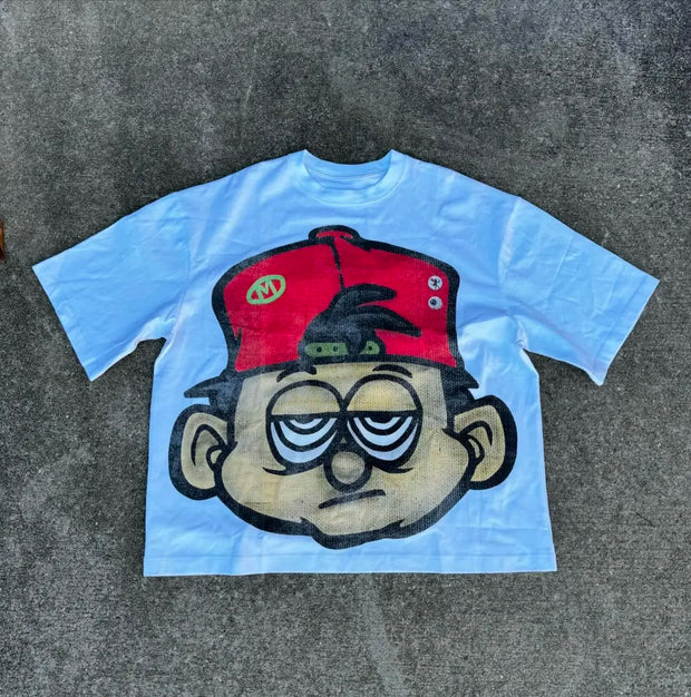 2024 New Anime Kid Street Clothing Pattern T-shirt Harajuku Y2k Top Men's Casual Round Neck T-shirt Hip Hop Gothic Short Sleeve