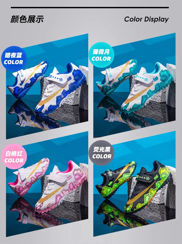 Cristiano Ronaldo Kids Soccer Shoes Boys And Girls Training Match Play Magic Tape Sticky Trainers Football Boots For Children