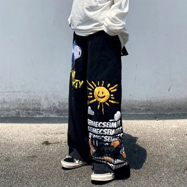 Hip Hop Women Graffiti Y2k Oversized Jeans Spring Autumn Pants Streetwear Fashion Vintage High Waist Wide Leg Casual Trousers