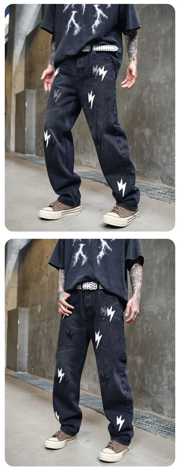 Trousers Straight Man Cowboy Pants with Print Men's Jeans Hip Hop Star Cotton 2025 Trend Stacked 90s Streetwear Y2k Vintage Kpop