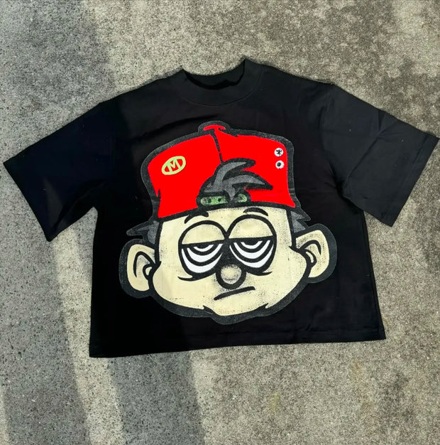 2024 New Anime Kid Street Clothing Pattern T-shirt Harajuku Y2k Top Men's Casual Round Neck T-shirt Hip Hop Gothic Short Sleeve