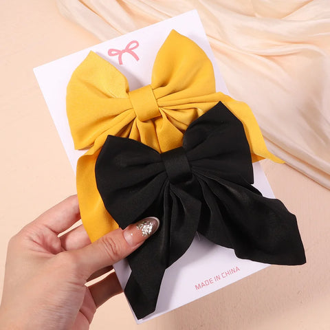 2Pcs/Set Girls Sweet Print Bows Hair Clips Hairpins Ribbon Barrettes Duckbill Clip Headwear Female Summer Hair Accessories