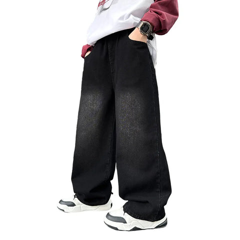 Hot Sale Kids Fashion Jeans With Cartoon For Boys Luxury Clothing Denim Pants Elegant Teenage Child Straight Fit Jeans Trousers