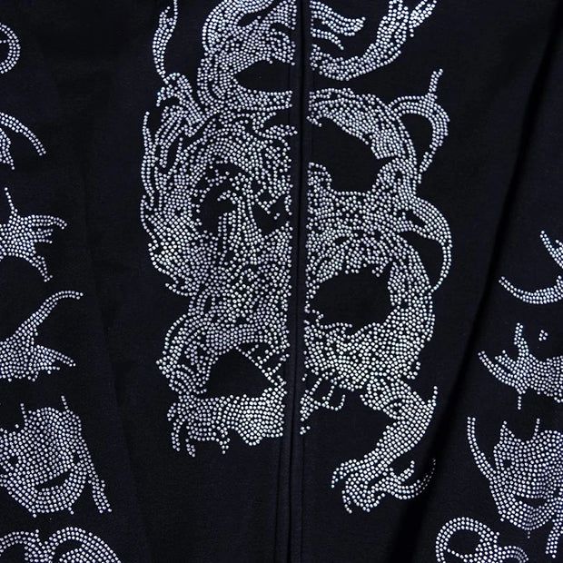 Y2K Rhinestone Cobweb Zip Up Oversized Sweatshirt 2022 Autumn Goth Hoodie Men Women Grunge Hooded Jacket Streetwear Y2K Clothing