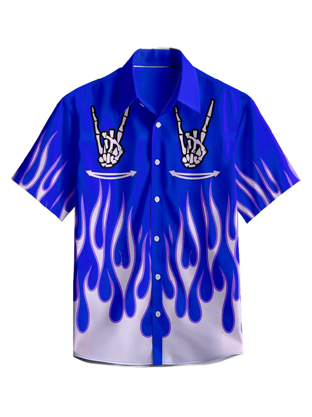 3D Y2k Button Shirt Gothic Pink Skull Print Hawaiian Shirt Men/Women Unisex Shirts Summer Short Sleeve Shirt Streetwear