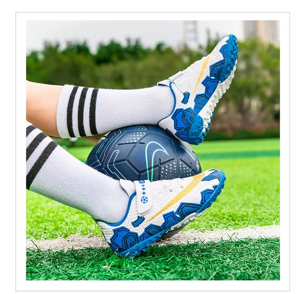 Cristiano Ronaldo Kids Soccer Shoes Boys And Girls Training Match Play Magic Tape Sticky Trainers Football Boots For Children