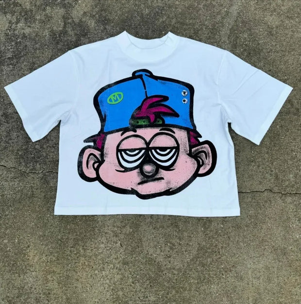 2024 New Anime Kid Street Clothing Pattern T-shirt Harajuku Y2k Top Men's Casual Round Neck T-shirt Hip Hop Gothic Short Sleeve