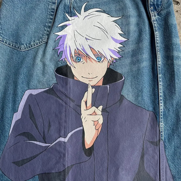 Harajuku Anime Graphic wide leg jeans High Waist Jeans Pants Women new Japanese Style Streetwear Y2K Jeans for Men Wide Trouser