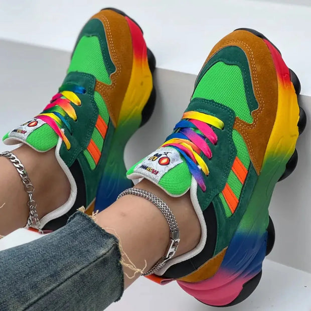 Women Sneakers Fashion Running Colorful Casual Sneakers Women Comfort Lace Up Outdoor Platform Shoes for Women Zapatos De Mujer