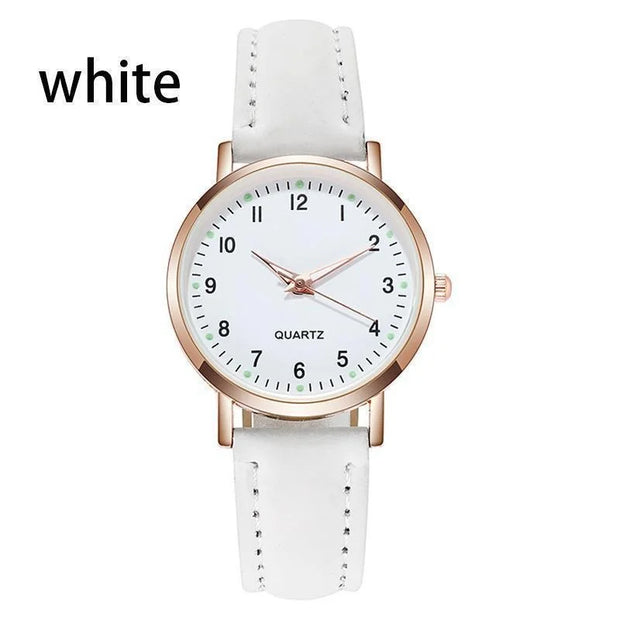 Ladies Diamond-studded Luminous Retro Female Watch Leather Belt Quartz Watch Women Simplicity Casual Decoration Wristwatches