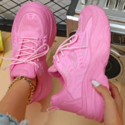 Pink Platform Sneakers Women Thick Sole Korean Chunky Sneakers 2025 Fashion Dad Shoes Woman Spring Height Increasing Sneakers
