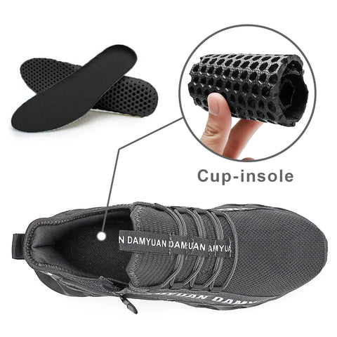 Mens Athletic Shoes with Shock Cushioning Cup Insole Breathable Zipper Design Enhanced Fasticity for Optimal Comfort in Sports