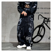 American Hip Hop Baggy Jeans Mens Clothing Streetwear Paint Graffiti Black Skateboard Street Dance Pants Kpop Denim Trousers