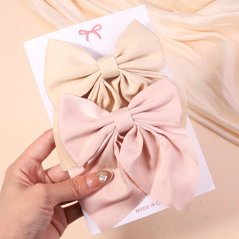 2Pcs/Set Girls Sweet Print Bows Hair Clips Hairpins Ribbon Barrettes Duckbill Clip Headwear Female Summer Hair Accessories