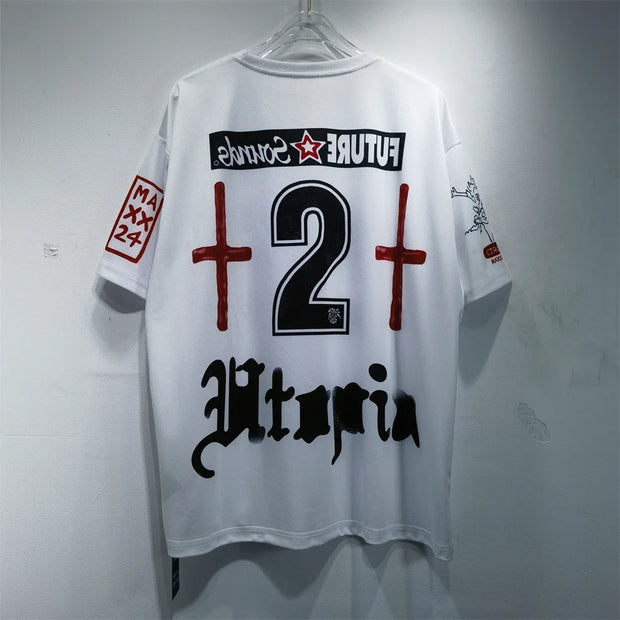 Soccer Jerseys Cactus Jack T-shirt Men Streetwear Loose Breathable Tops Classic Utopia Tour Short Sleeves